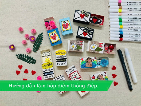 Hướng dẫn làm hộp diêm thông điệp- set 3 hộp dọc